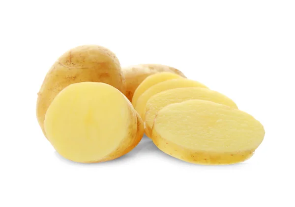 Sliced potatoes isolated on white — Stock Photo, Image