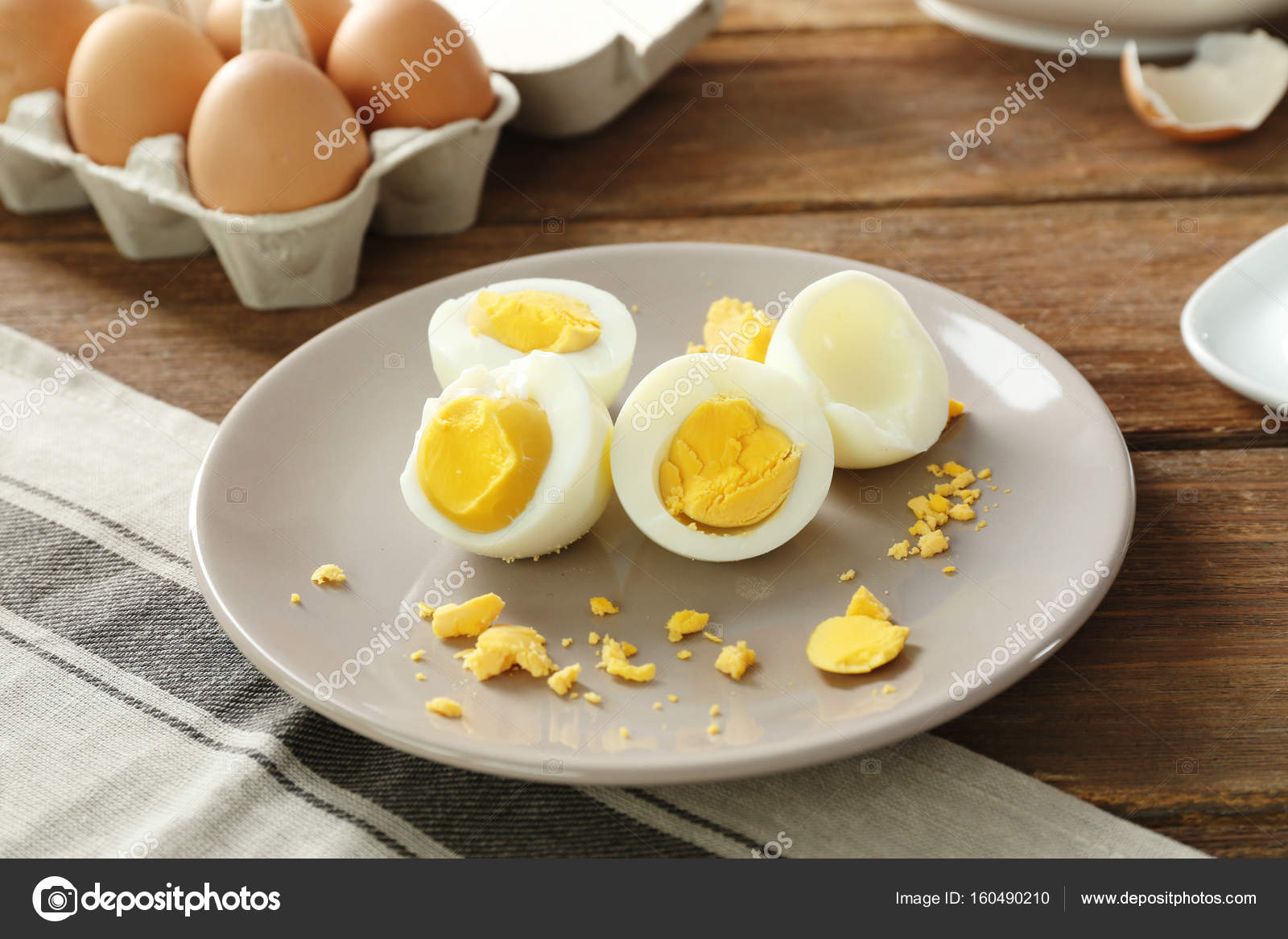 tasty hard boiled eggs on plate. nutrition concept — stock photo