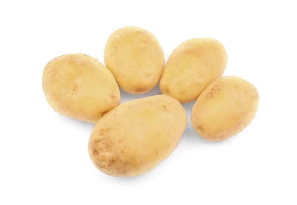 Beyaz arka plan üzerinde ham unpeeled patates — Stok fotoğraf