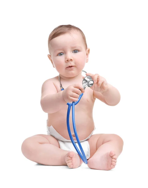 Niedliches kleines Baby mit Stethoskop — Stockfoto