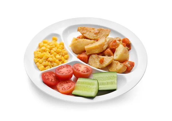 Serving tray with delicious food on table — Stock Photo, Image