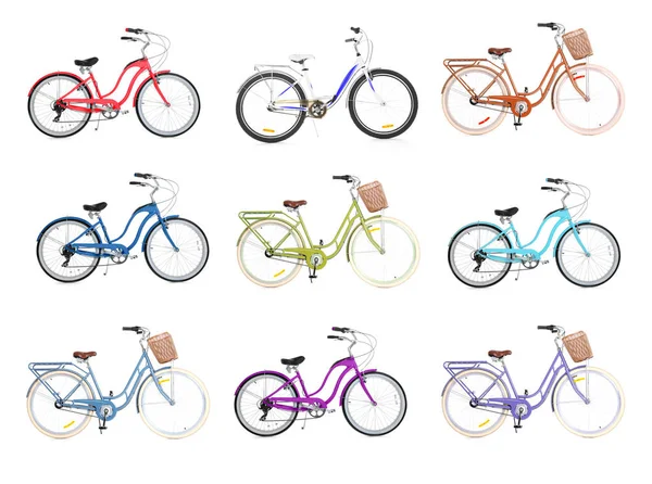 Collage avec des vélos de différentes couleurs — Photo
