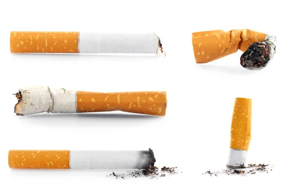 Kollázs a cigaretta csikk — Stock Fotó