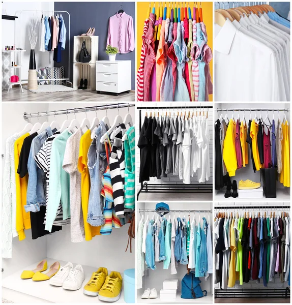 Collage van modieuze kleding — Stockfoto
