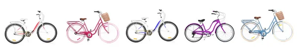 Κολάζ με τα ποδήλατα των διαφορετικών χρωμάτων — Φωτογραφία Αρχείου