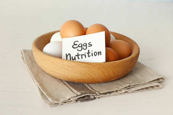 Plate with eggs and sheet  of paper — Stock Photo, Image