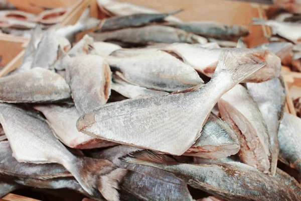 Frozen fish in supermarket