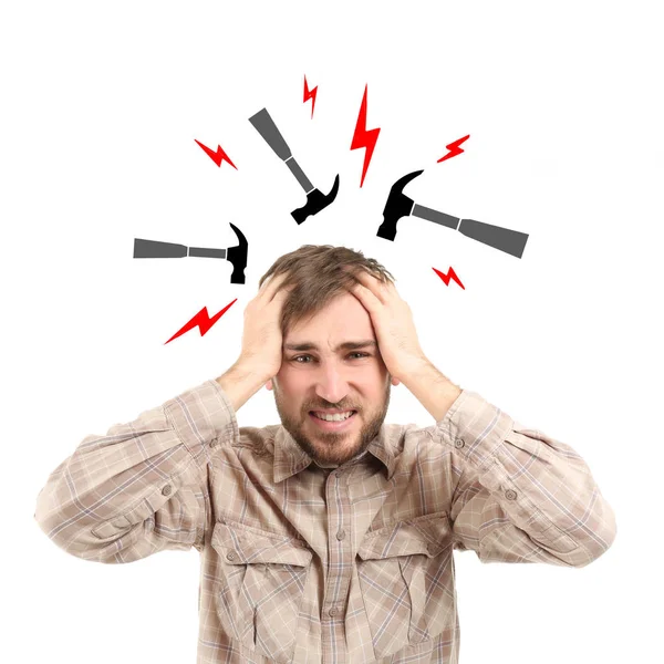 Young man suffering from headache — Stock Photo, Image