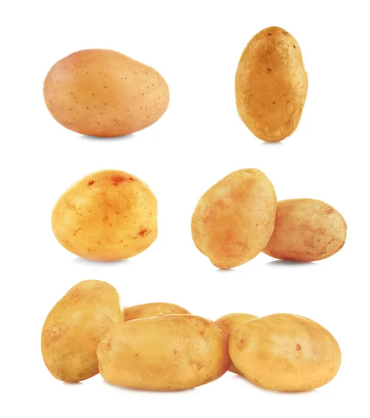 Collage van rauwe aardappelen — Stockfoto