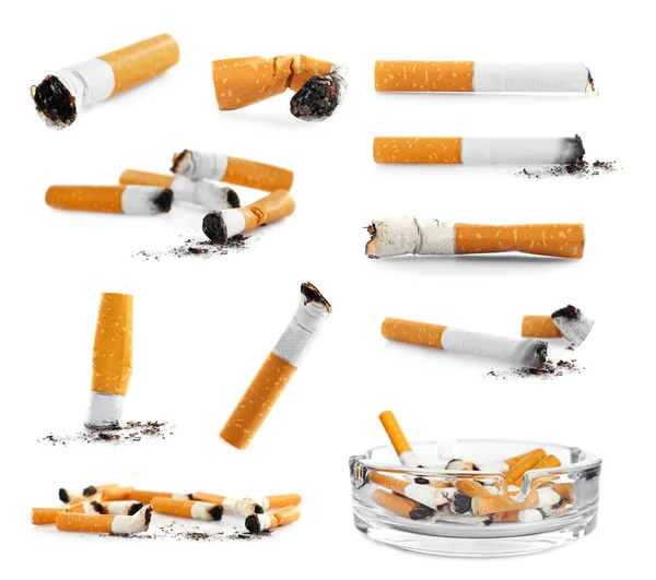 Collage av cigarettfimpar — Stockfoto
