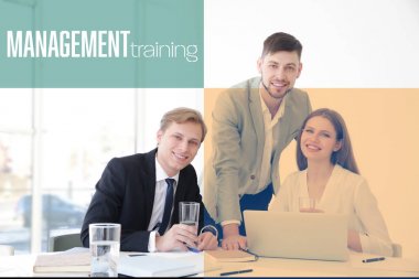 Yönetim eğitimi kavramı. Ofiste iş toplantı insanlar