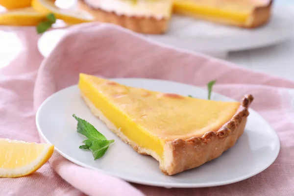 Plate with delicious lemon pie