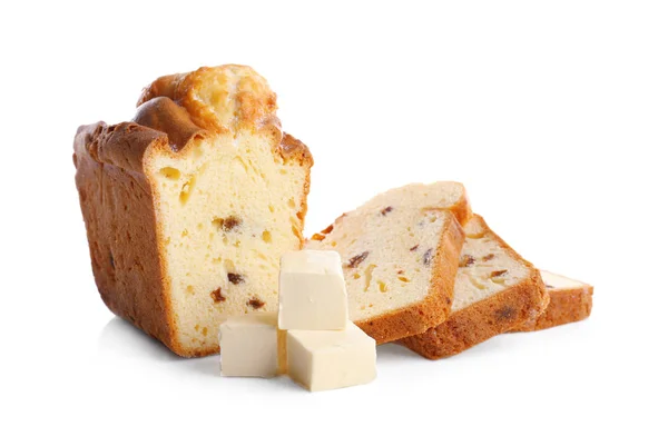 Delicioso pastel de mantequilla en rodajas — Foto de Stock