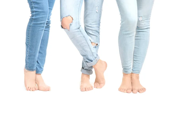 Beautiful female legs in jeans — Stock Photo, Image