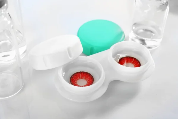 Container with contact lenses — Stock Photo, Image