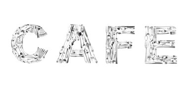 Word çatal bıçak takımı yapılan Cafe