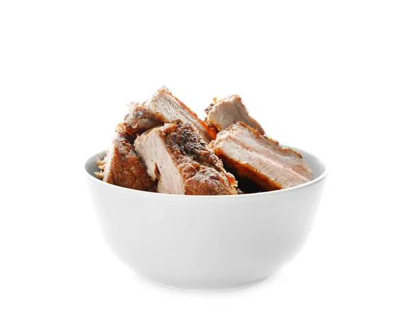 Juicy fried spare ribs in bowl — Stock Photo, Image