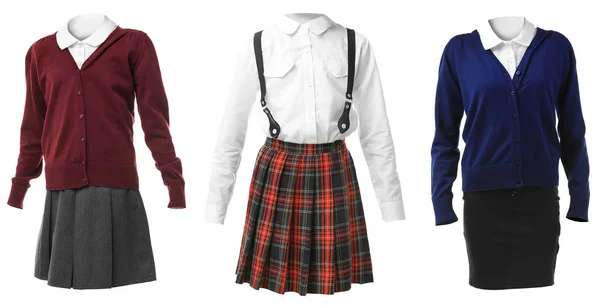 Conjunto de uniformes escolares para menina — Fotografia de Stock