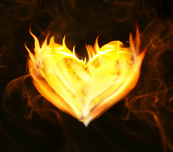 Heart of fire on black — Stock Photo, Image