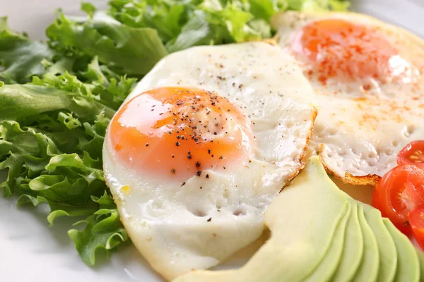 Delicious breakfast with fried eggs — Stock Photo, Image