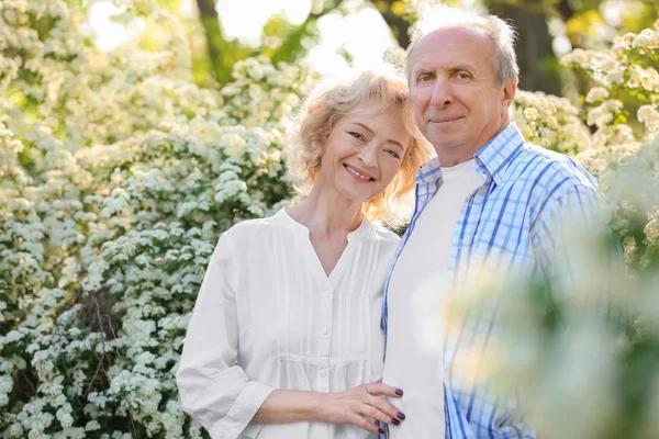 Feliz pareja de ancianos en el parque — Foto de Stock