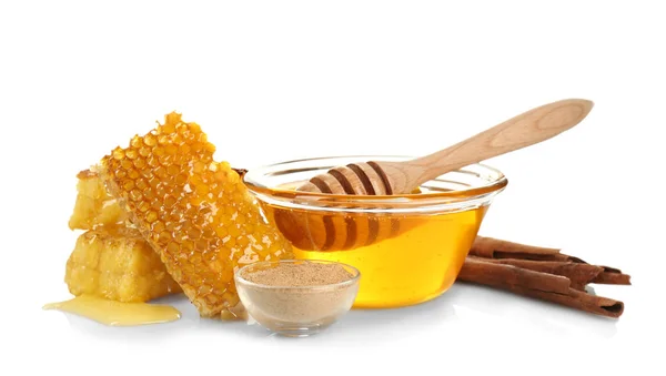 Composición con miel y canela — Foto de Stock