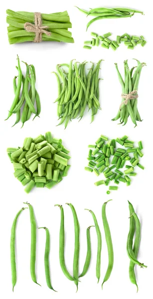 Collage aus grünen Bohnen — Stockfoto