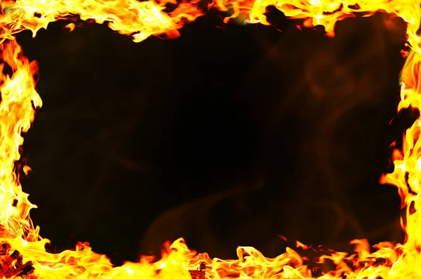 Brandrahmen auf schwarz — Stockfoto