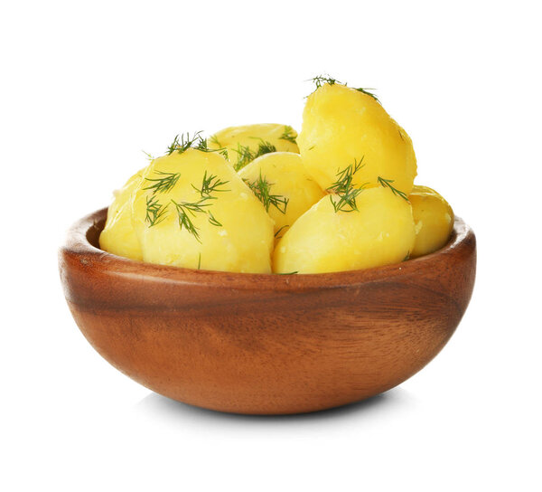 Bowl with boiled potatoes