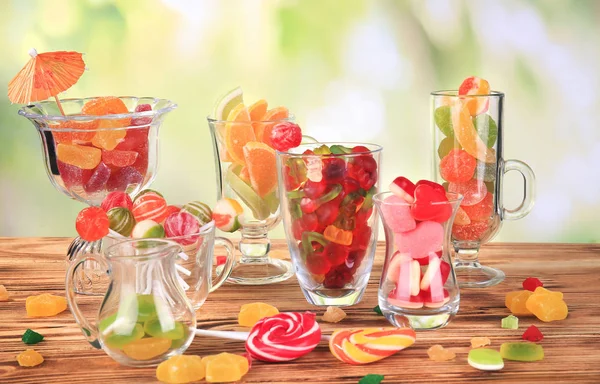Colorful candies in glassware — Stock Photo, Image