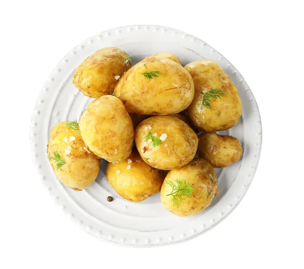Placa con patatas hervidas — Foto de Stock