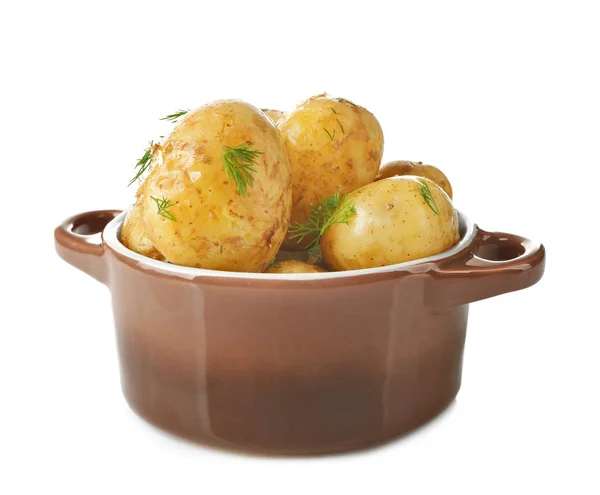 Pentola con patate bollite — Foto Stock