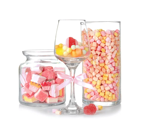 Colorful candies in glassware — Stock Photo, Image