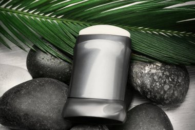 Taşlar ve palmiye yaprağı deodorant