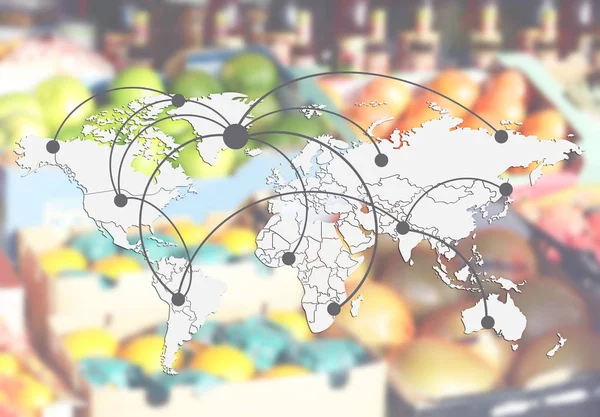 Mapa do mundo com rede logística — Fotografia de Stock