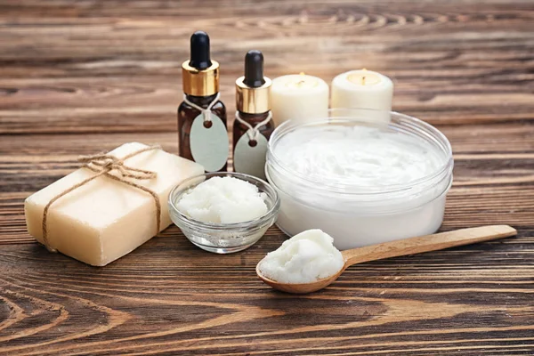 Beautiful composition with shea butter — Stock Photo, Image