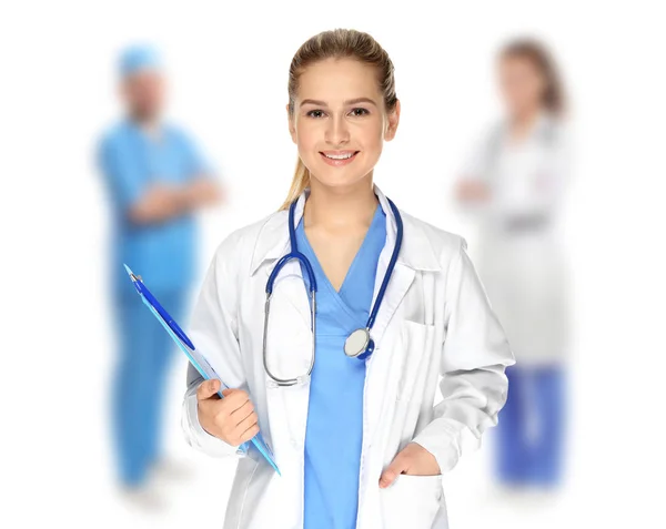 Surgeon Medical Staff White Background — Stock Photo, Image