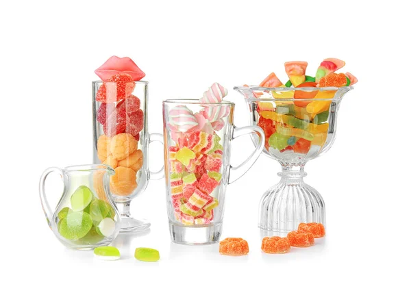 玻璃器皿中的多彩糖果 — 图库照片