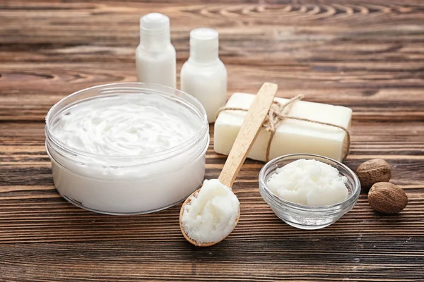 Beautiful composition with shea butter — Stock Photo, Image