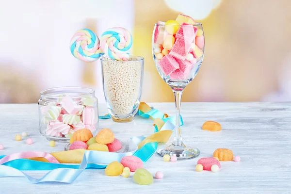 Üvegáru, színes cukorkák — Stock Fotó