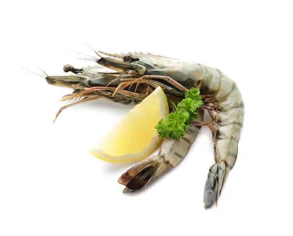 Fresh shrimps with lemon — Stock Photo, Image