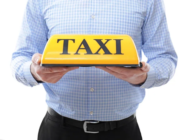 Hombre con luz de techo de taxi —  Fotos de Stock