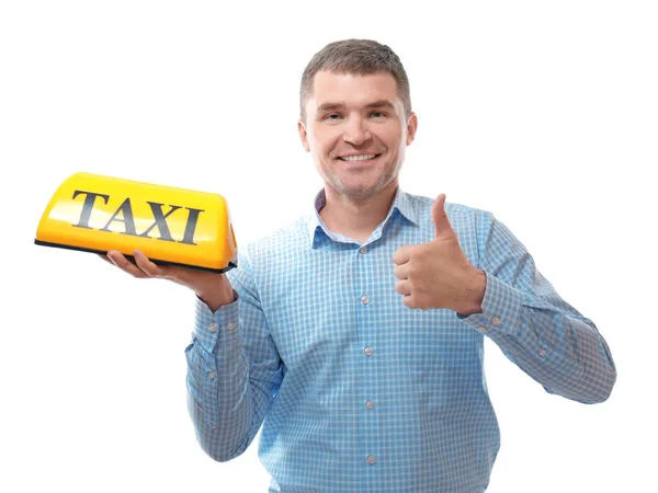 Άνθρωπος με ταξί οροφή φως — Φωτογραφία Αρχείου