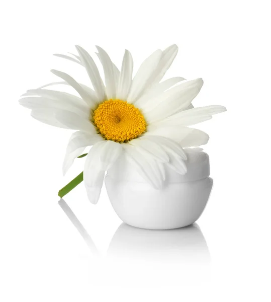 Cream and chamomile flower — Stock Photo, Image