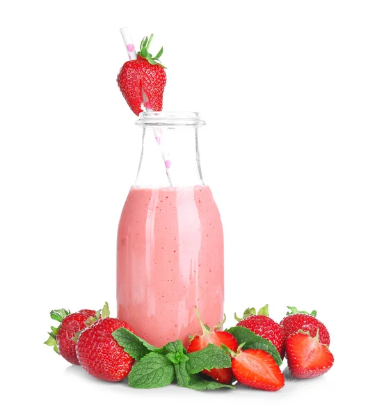 Erdbeer hausgemachter Smoothie — Stockfoto