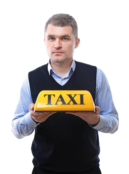 タクシーの屋根のライトを持つ男 — ストック写真