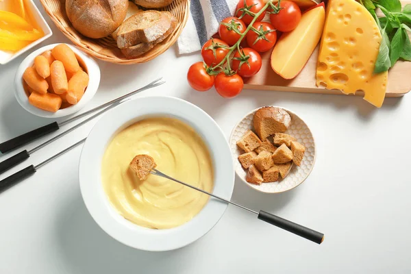 Cheese fondue in plate