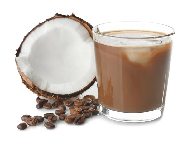Coconut coffee with nut and beans — Stock Photo, Image