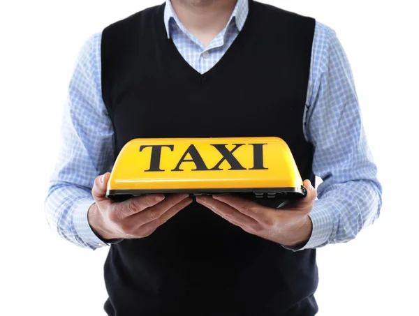Adam taksi çatı ışık ile — Stok fotoğraf