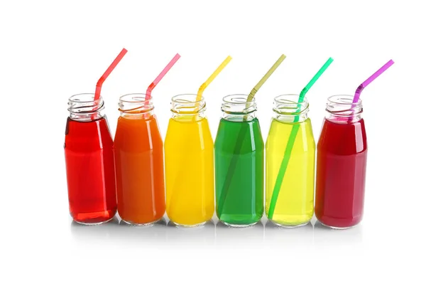 Different juices in bottles — Stock Photo, Image